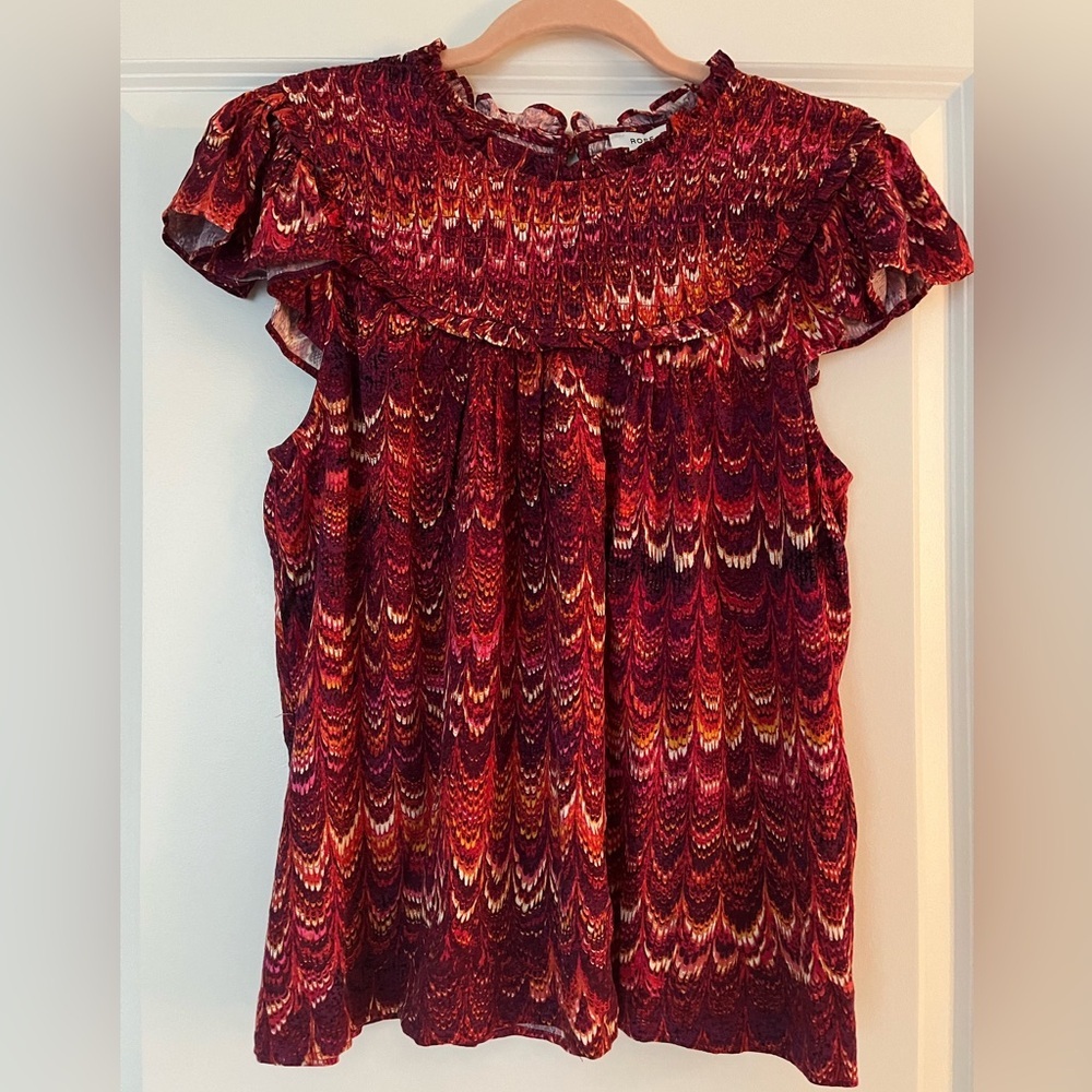 Rose & Olive Printed Smocked Blouse